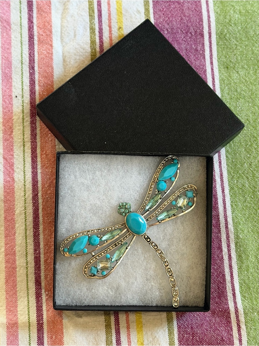Turquoise Dragonfly Gemstone Brooch - Women's Jewelry